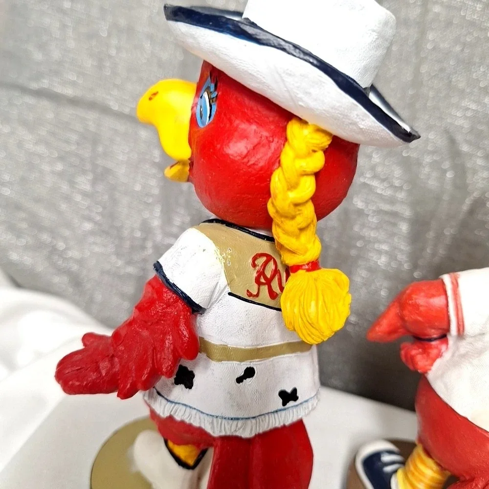 2 Oklahoma City RedHawks Baseball Mascots Bobblehead Cooper & Ruby Statues Rare